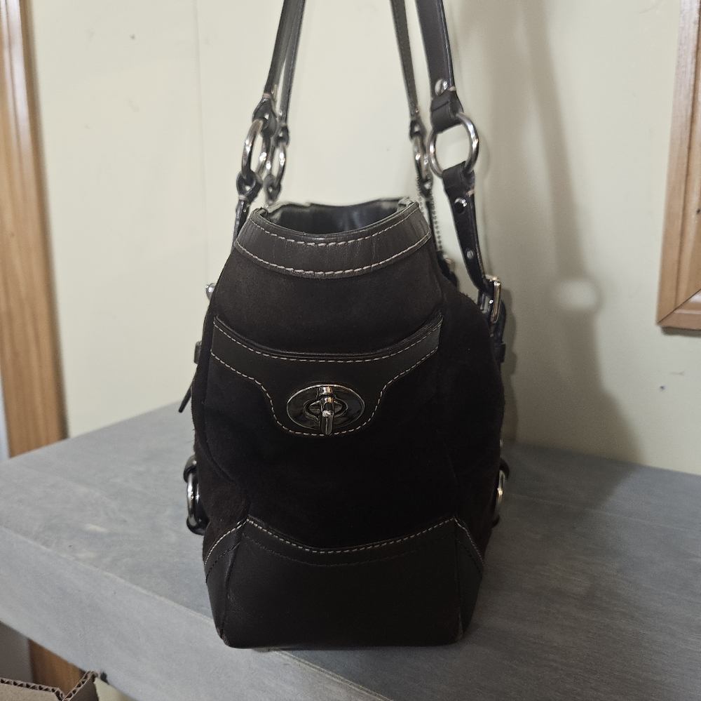 Coach Authentic Brown Leatherware Suede Shoulder Hand Bag F12836 Bag Vintage! - Picture 7 of 8